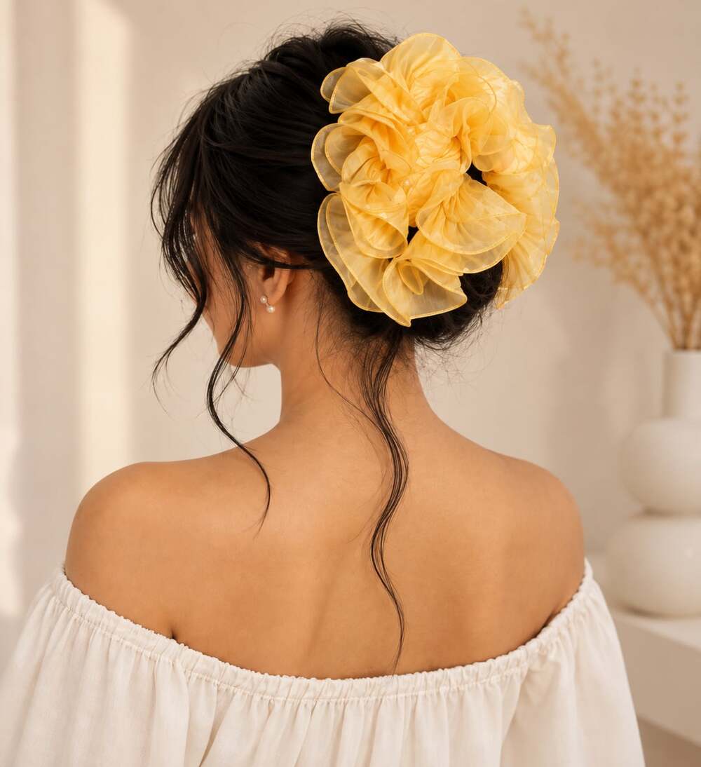 Coquette Statement Oversized Ruffle Scrunchie Romantic Bridal Hair Accessory